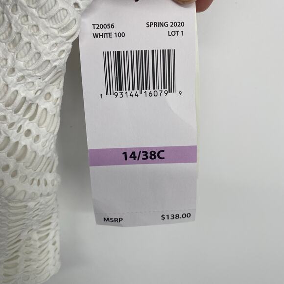 Countors Swimsuit Women 14 White Eyelet Lace Crochet Vacation One Piece Nautical - Picture 9 of 12